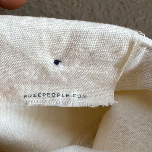 NWT Free People Venice Beach Cream Elastic Waist Flare Wide Leg Jeans Size 26 - Picture 7 of 14